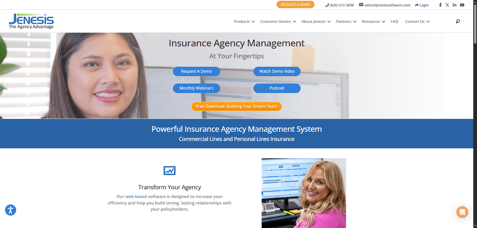 Two women smiling, showcasing powerful insurance distribution software on a website.