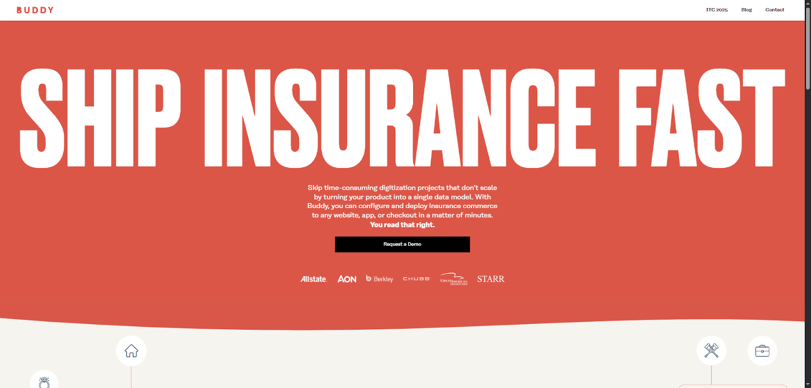 Bold text promoting fast digital insurance solutions for easy shipping.