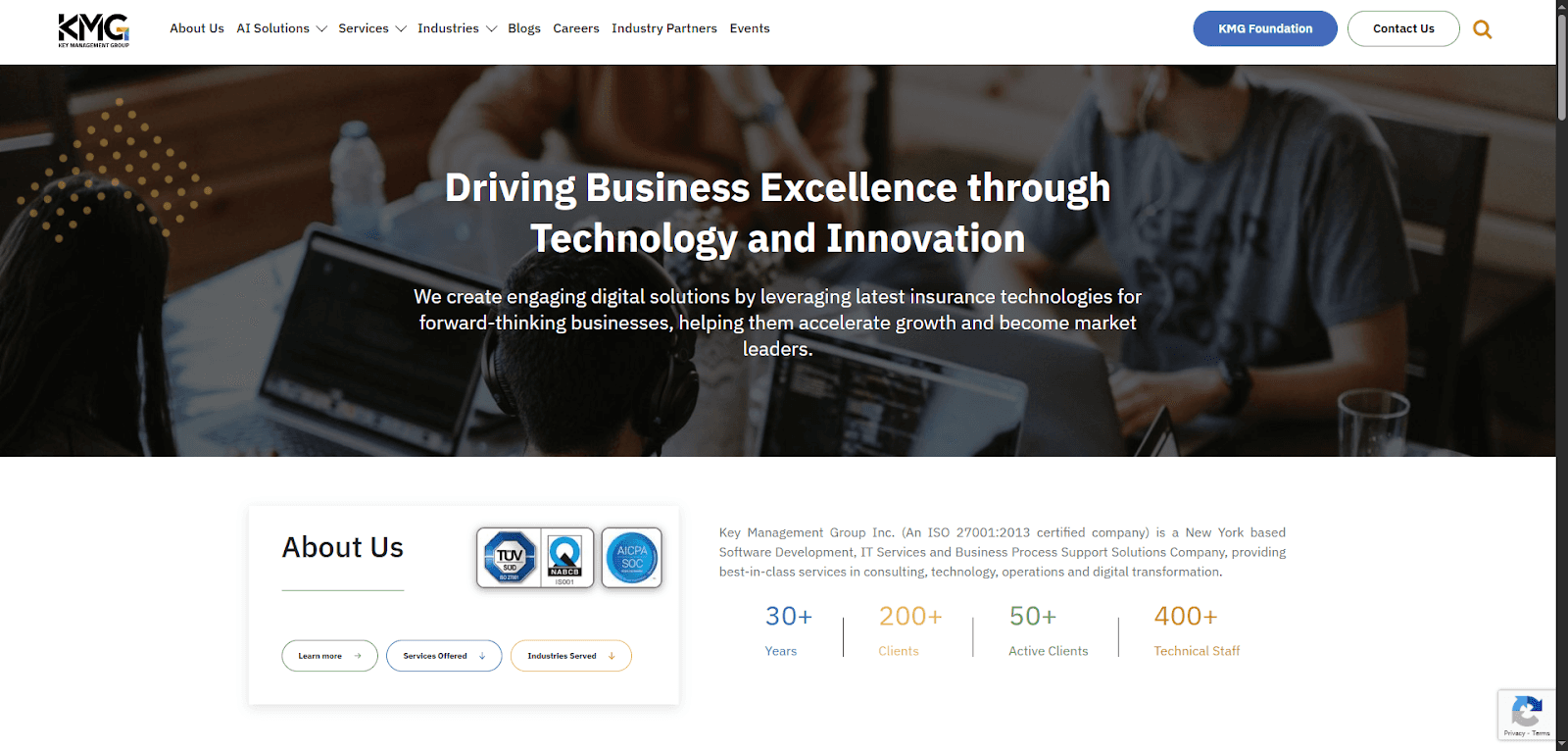Website promoting insurance quote automation and business technology solutions.