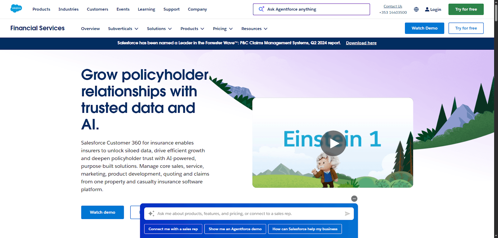 Salesforce Insurance Solutions help build strong policyholder relationships with AI.