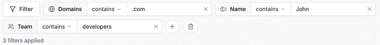 Interface showing filters for Salesforce Insurance Solutions domain and team.