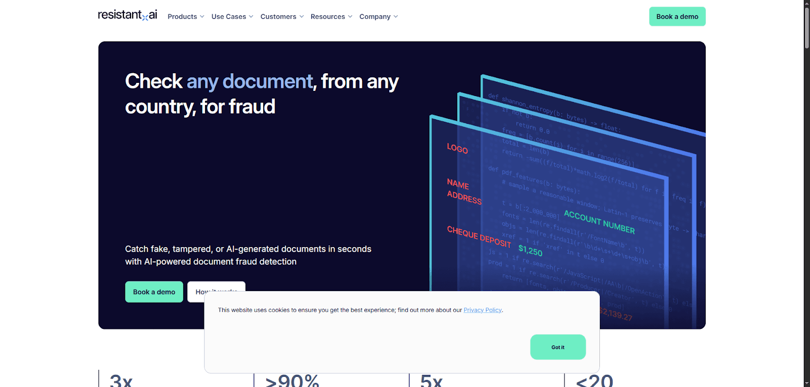 AI technology checks documents globally for fraud in digital insurance solutions.