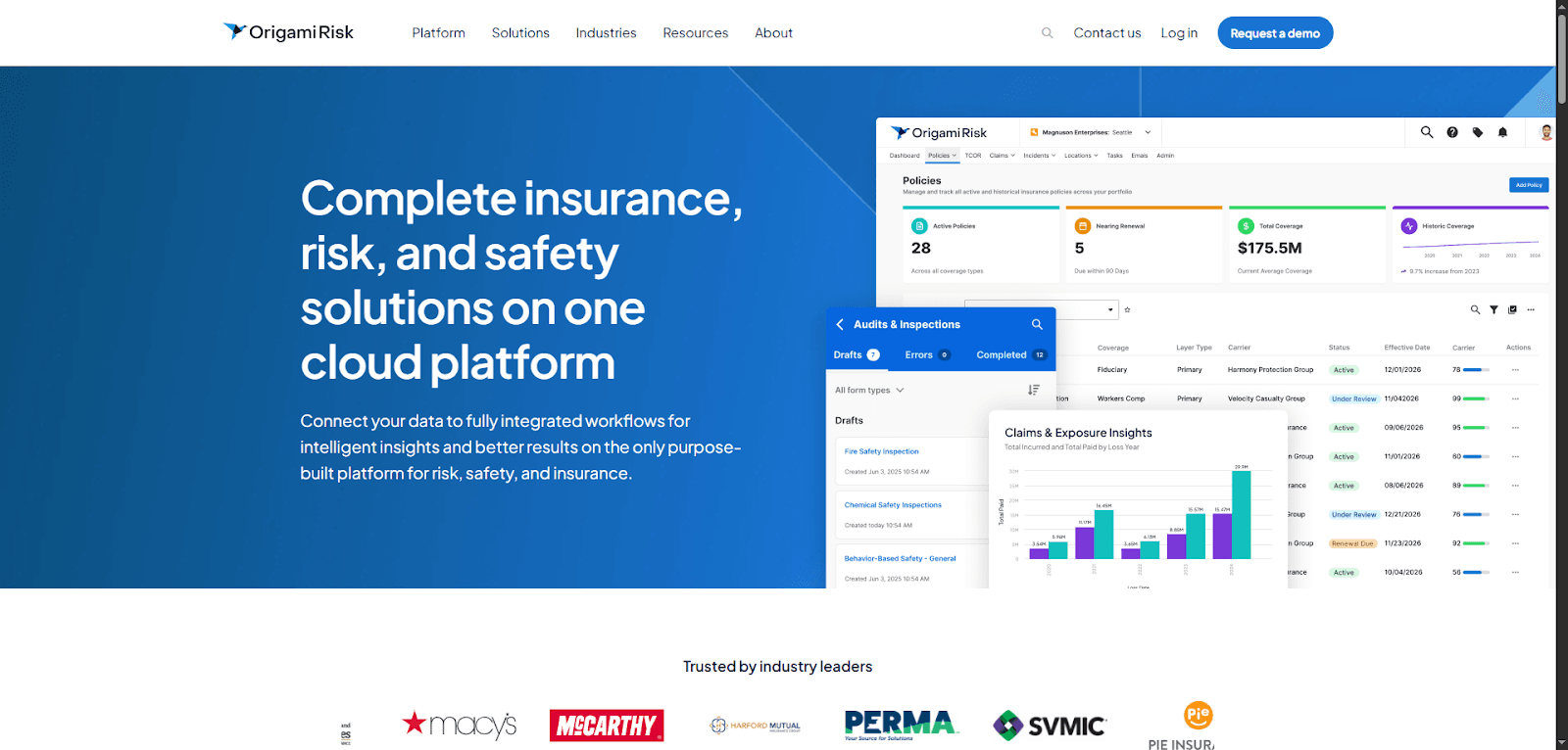 Digital insurance solutions streamline risk management on one cloud platform.