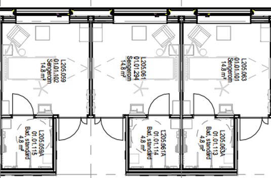 Eksempel på sengerom Nye Radiumhospital.