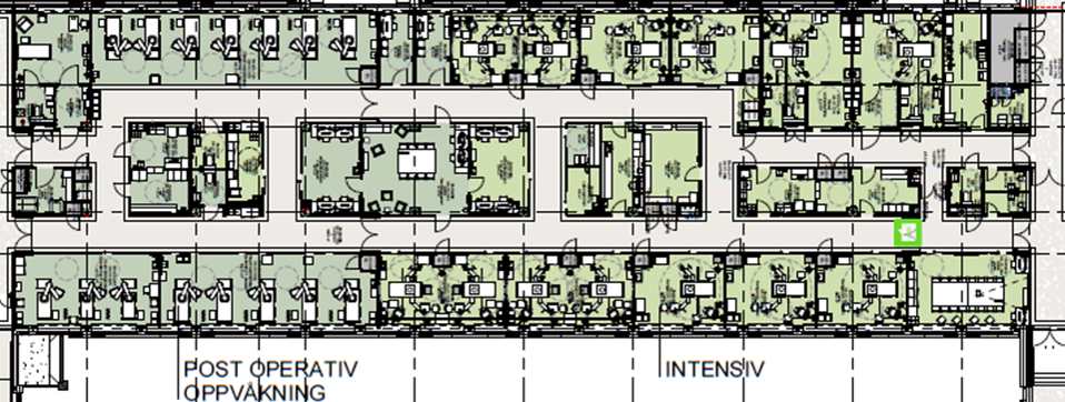 Plantegning intensiv og postoperativ enhet
