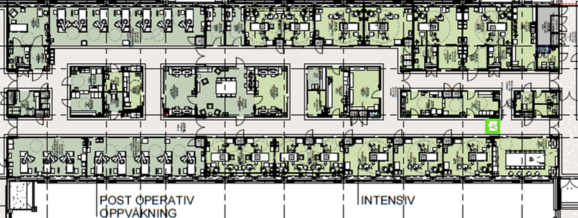 Plantegning intensiv og postoperativ enhet