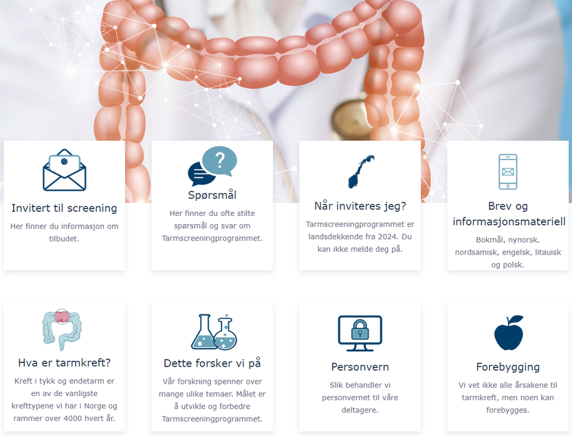 Forsidebildet på nettsiden for tarmscreeningsprogrammet