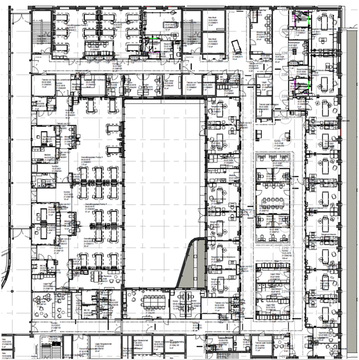 Plantegning bygg C, Nye SUS. Intensiv, overvåking og postoperativ overvåking samlokalisert