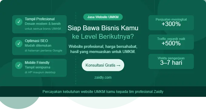 Jasa website UMKM profesional zaidly