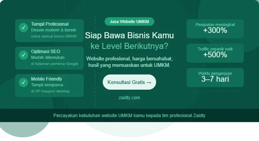 Jasa website UMKM profesional zaidly