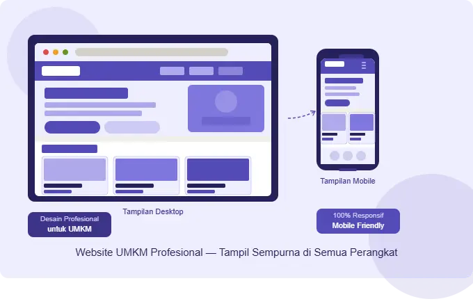 tampilan website UMKM profesional mobile friendly