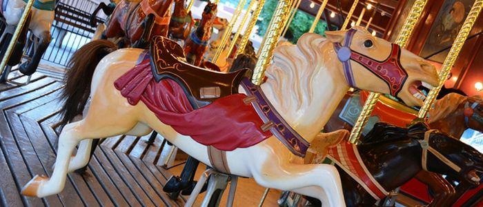 The lead horse on the Carouselle at DelGrosso's Park