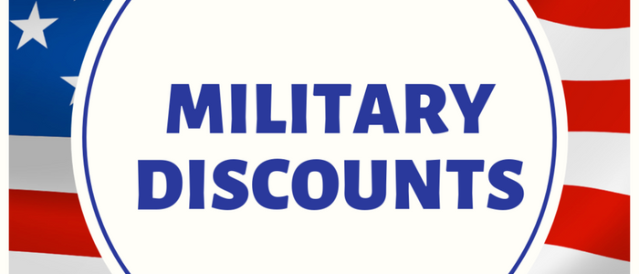 Military Discounts written over American Flag