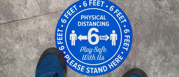 Physical Distancing Sign Please Stand Here