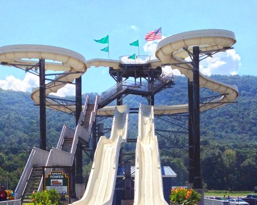Twin Twister water slide at the Laguna Splash Waterpark