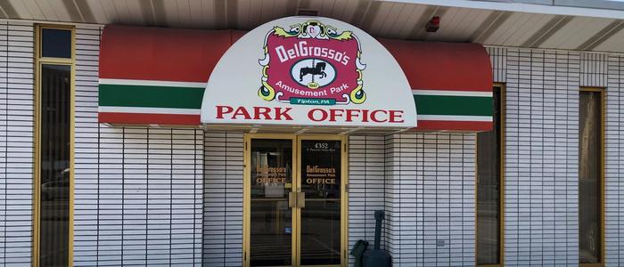 The main park office building exterior, at DelGrosso's Amusement Park.