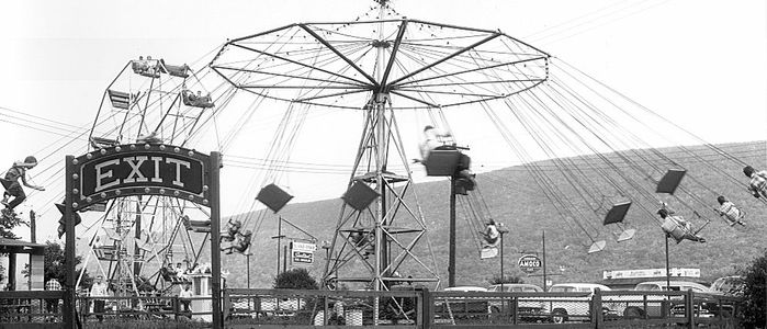 Historical photo of Bland's Park swing ride