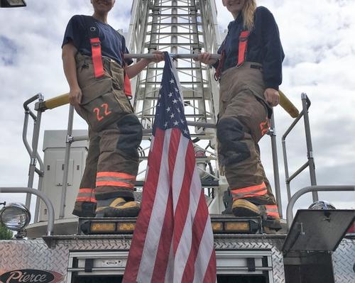Local Firefighters on fire truck