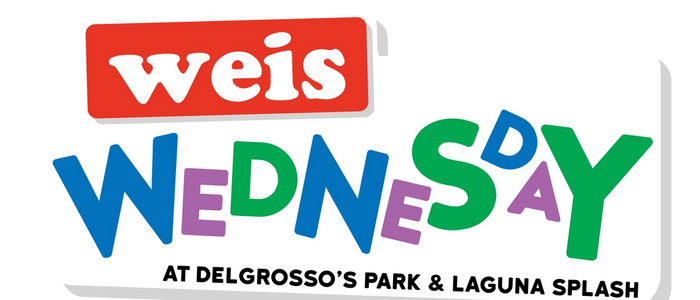 Weis Shoppers Card rendition with Wednesday at DelGrosso's Park & Laguna Splash written on it
