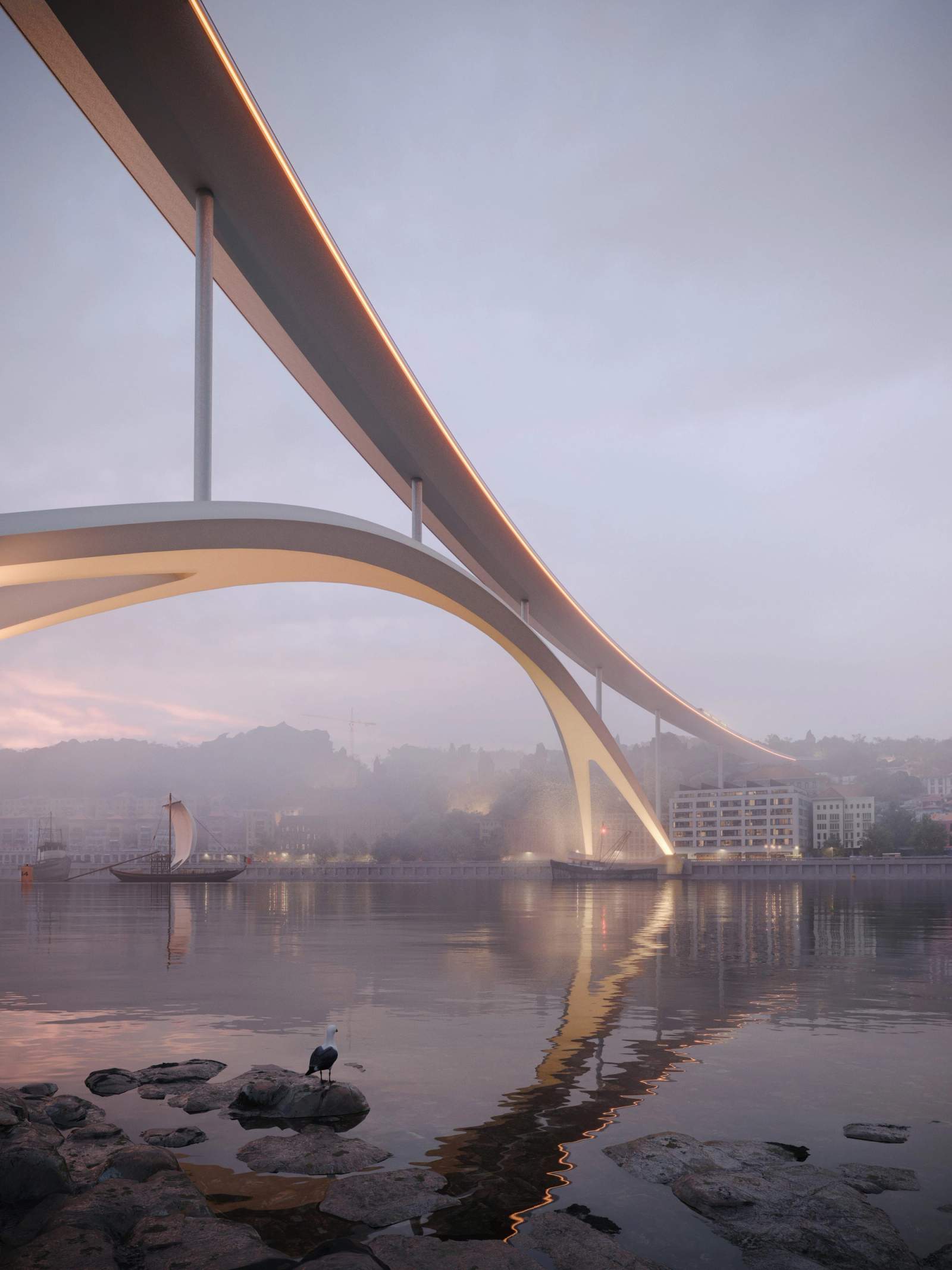 Nova Ponte sobre o rio Douro — o arco visto da margem sul.