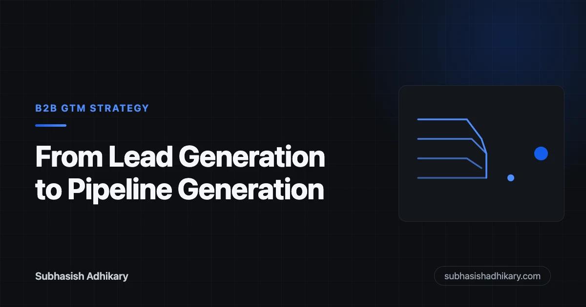 Editorial graphic showing B2B marketing teams moving from lead generation to pipeline generation