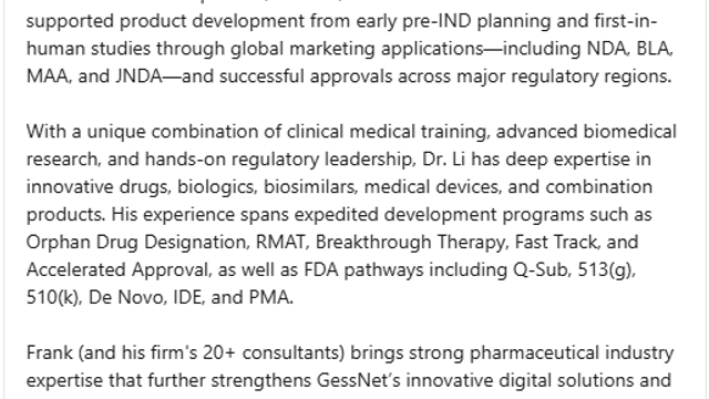 Welcoming Frank Li, MD, PhD, to Strengthen Regulatory and Clinical Expertise