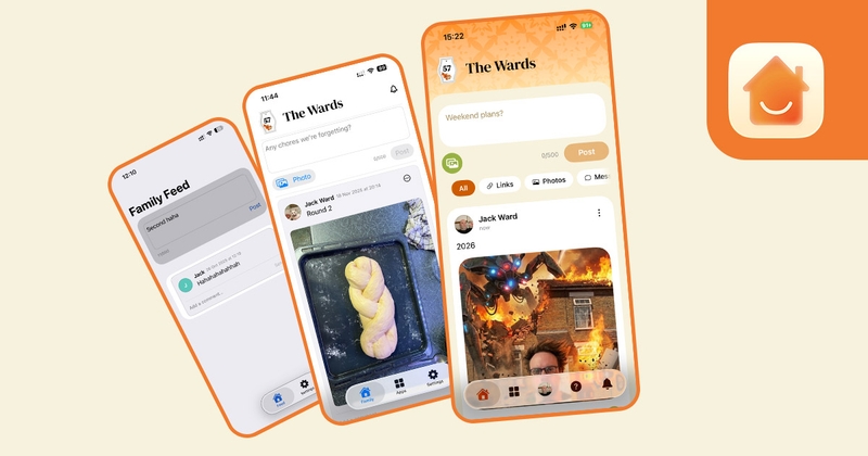 The visual development progress of the Cuppi app with three screenshots: two early stages and the current state. A Cuppi app logo in the top right corner.
