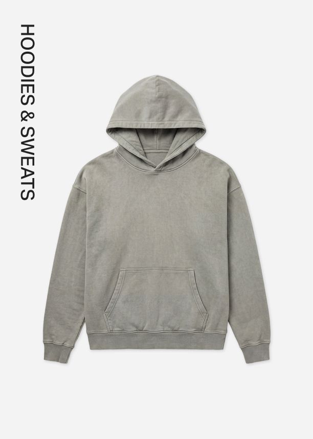 Grey, washed hoodie with front pouch pocket, centered on white. Explore our latest hoodies & sweats collection for casual comfort.
