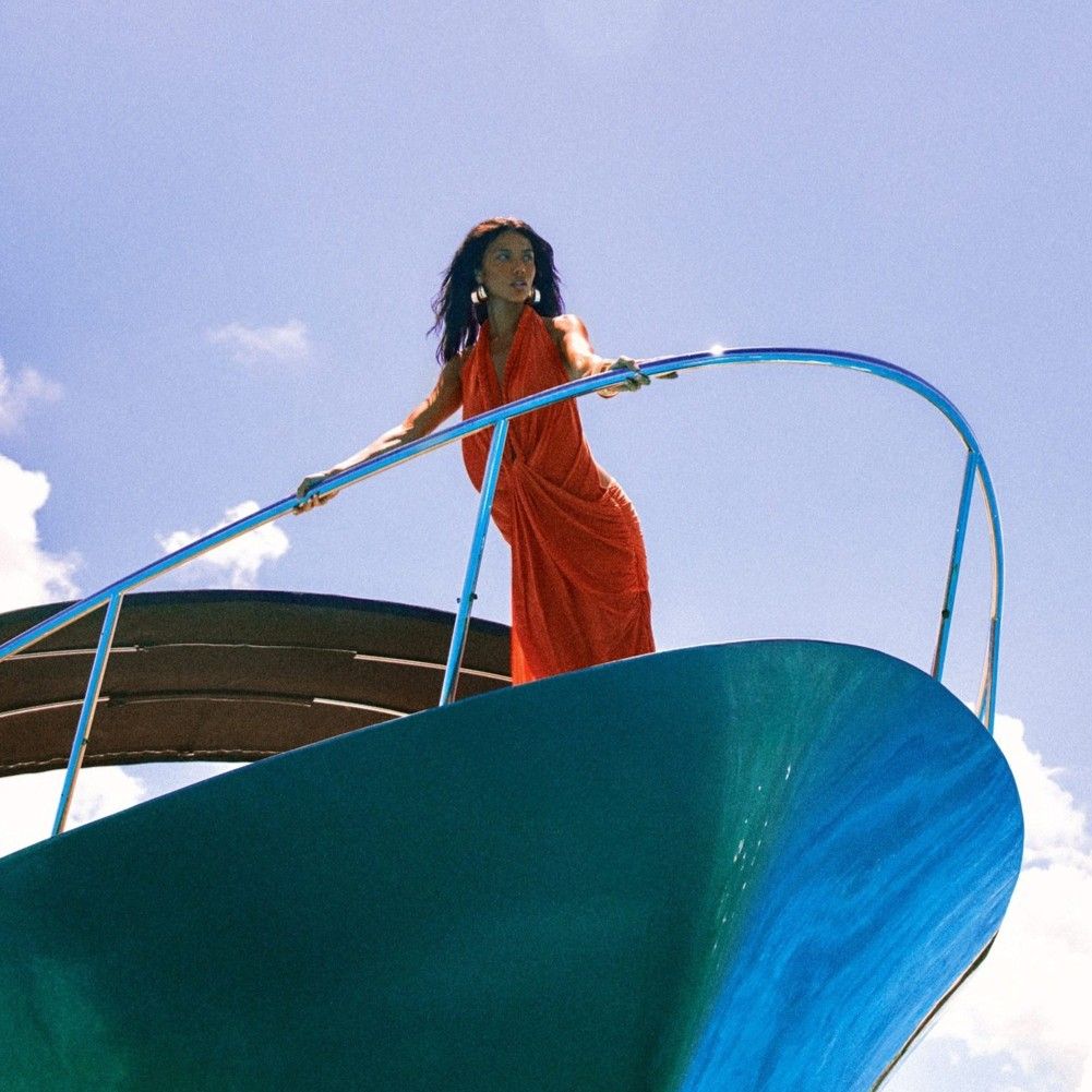 Oceanfront vacation maxi dress design