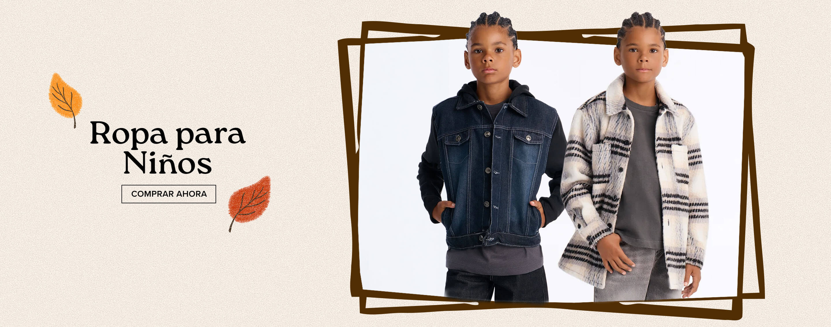 Niño con chaqueta de cuadros gris y crema para la nueva colección de ropa de otoño para niños. Compra ahora moda infantil cálida.