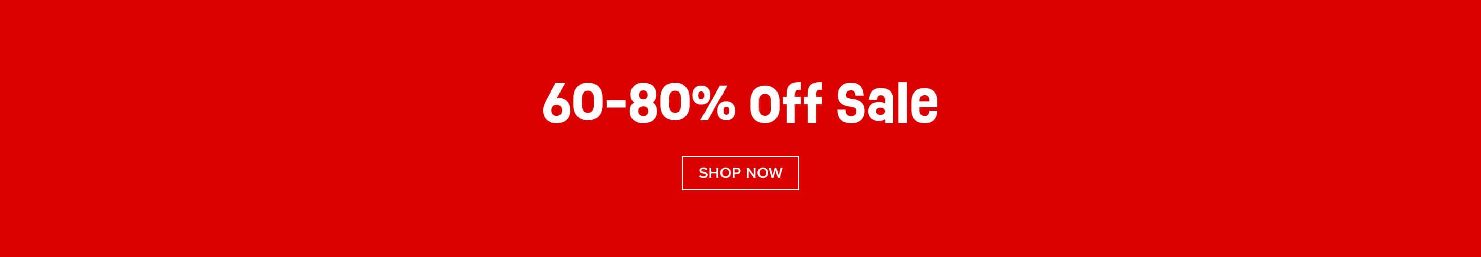 Red banner advertising a 60-80% Off Sale with a prominent 'SHOP NOW' button. Discover amazing deals today!