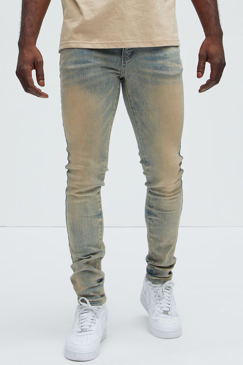 Stacked Jeans Skinny Denim - | Ripped Fit Stretch Men Slim Pants 