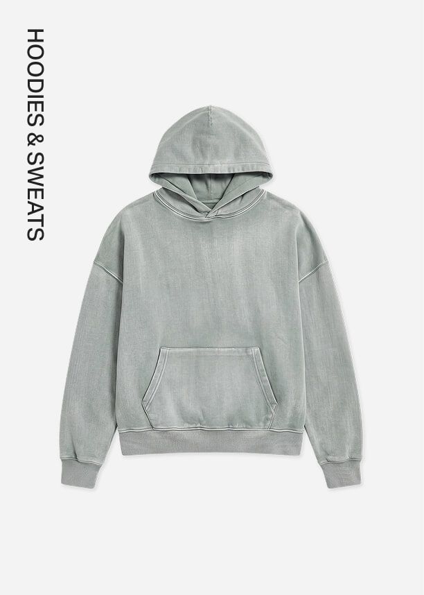 Vintage washed grey oversized pullover hoodie with kangaroo pocket.
