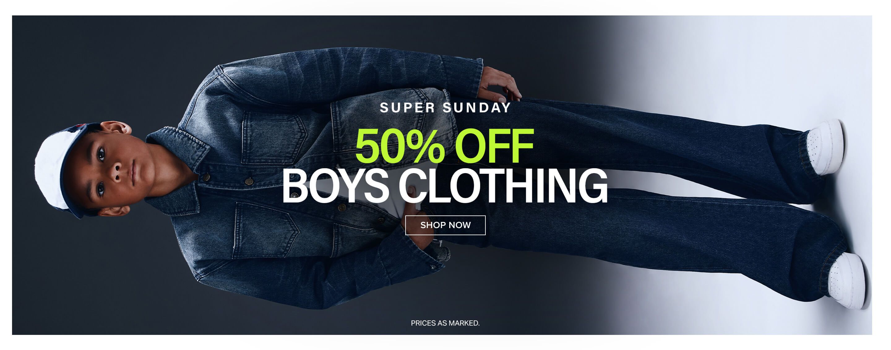 50 OFF BOYS | 02.08.26 | KIDS BANNER banner