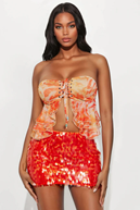 Adelina Coastal Print Bandeau 3 Piece Bikini & Kimono Set - Multi Color