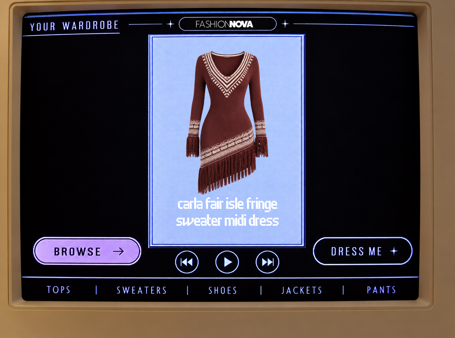 Carla Fair Isle Fringe Sweater Midi Dress