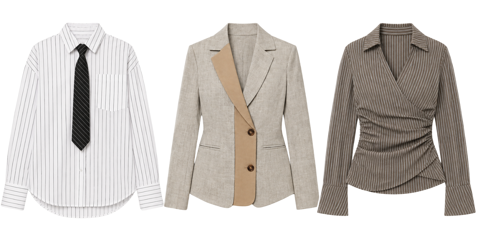 Fashion Nova Workwear Tops and Pants Flat Lay Set