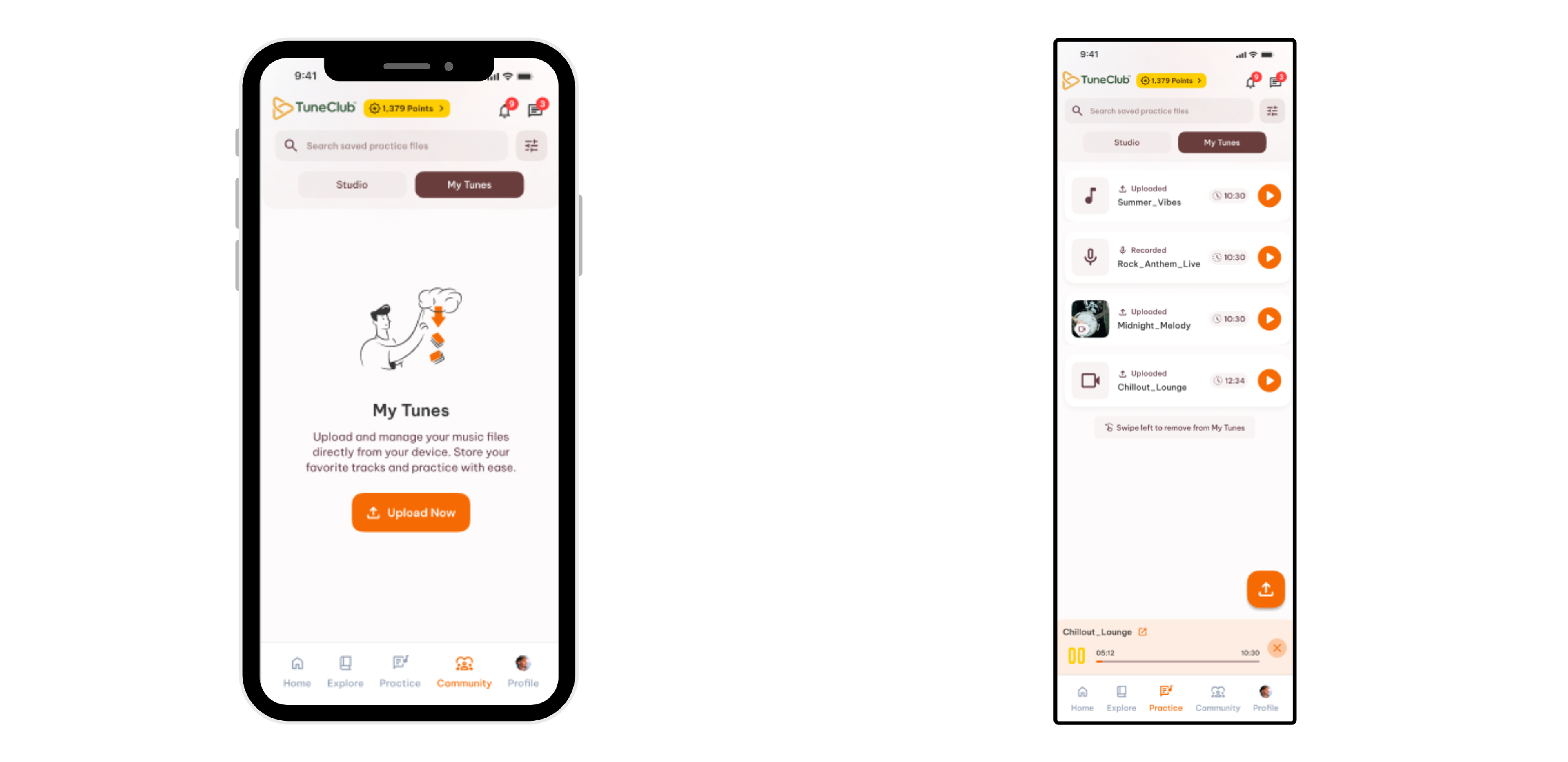 Practice Studio and My Tunes