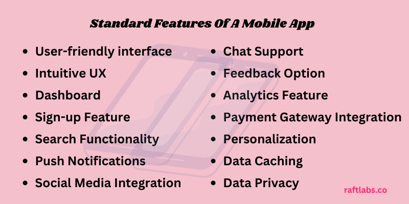 Standard Features a Mobile App Standard Features a Mobile App