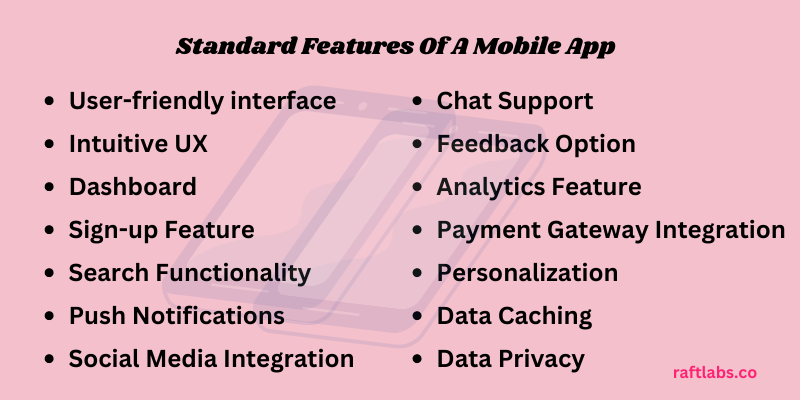 Standard Features a Mobile App