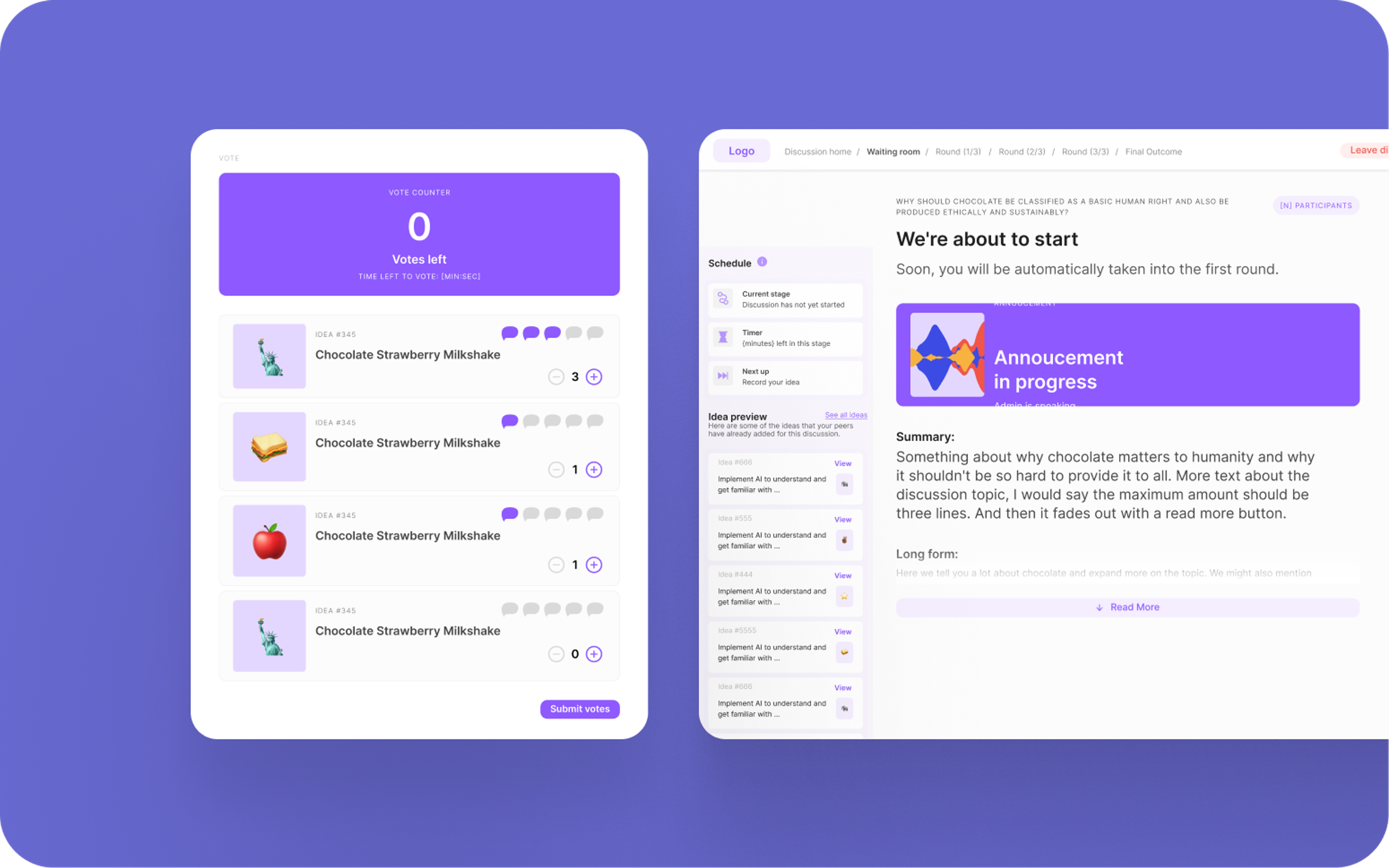 PSi's discussion interface