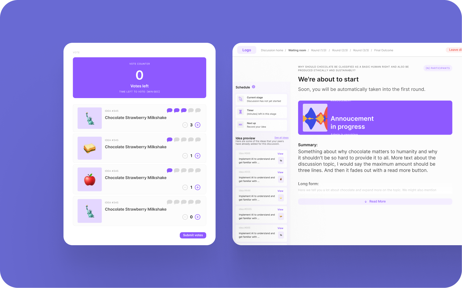 PSi's discussion interface