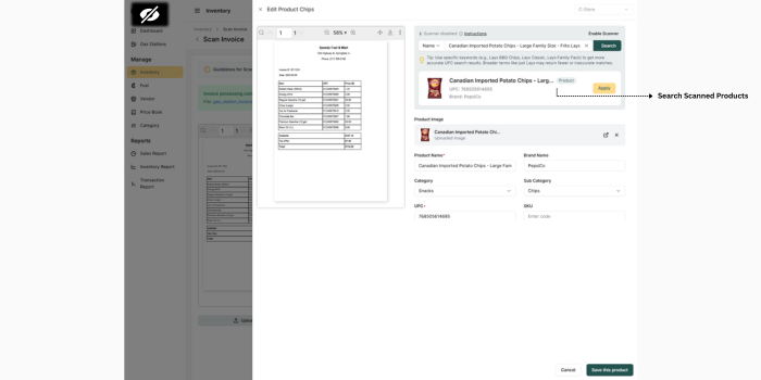 Product Search Screen Product Search Screen
