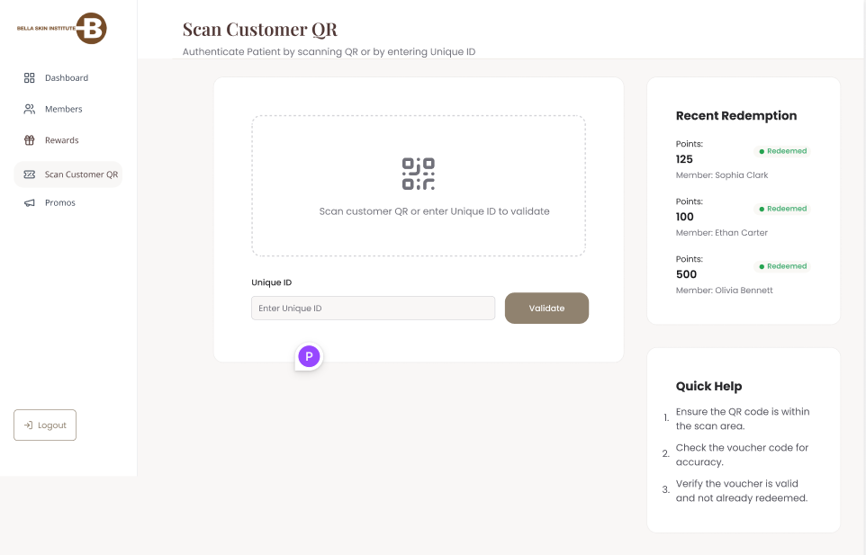 QR Code Scanner (Admin Panel)