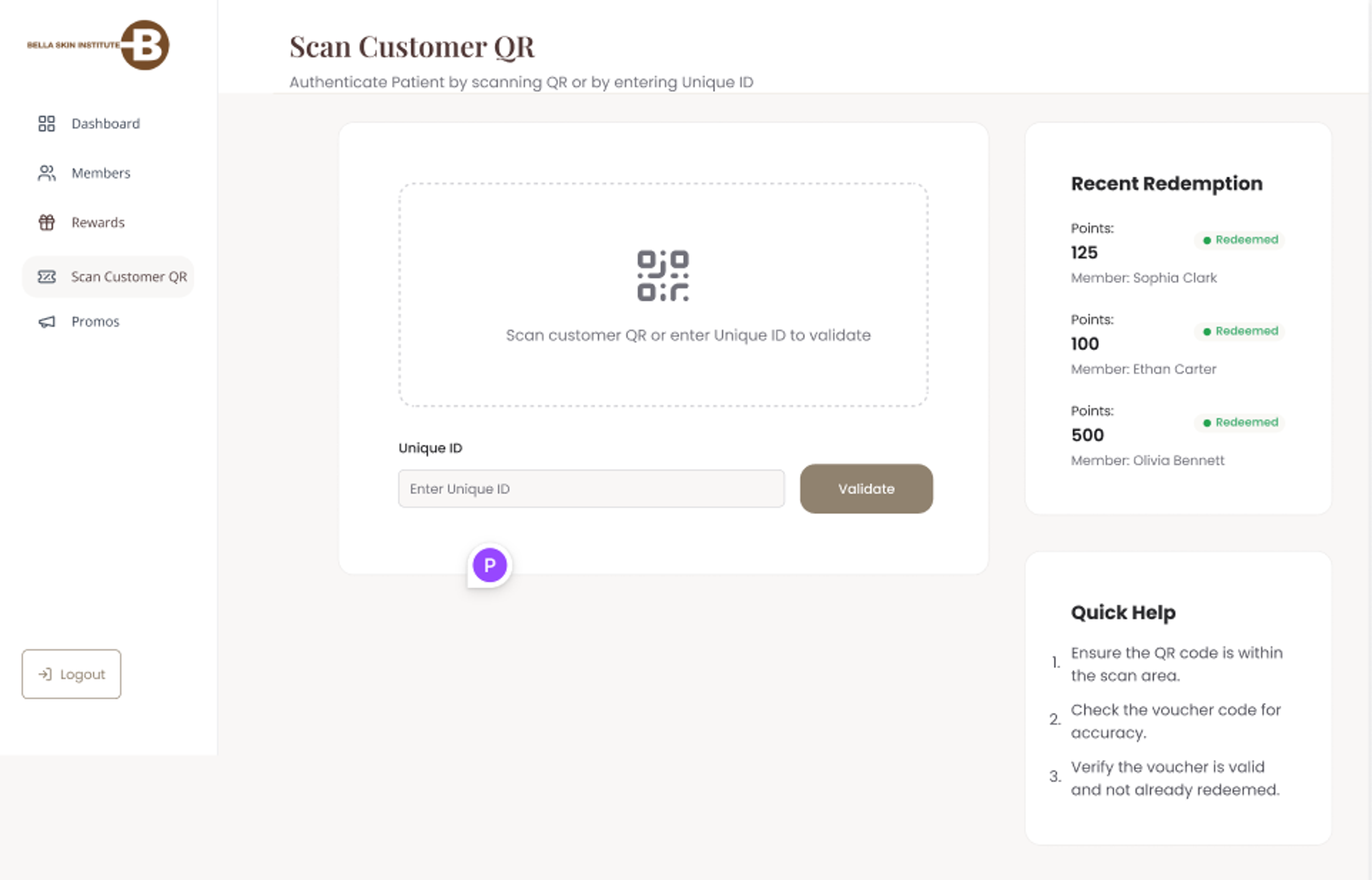 QR Code Scanner (Admin Panel)