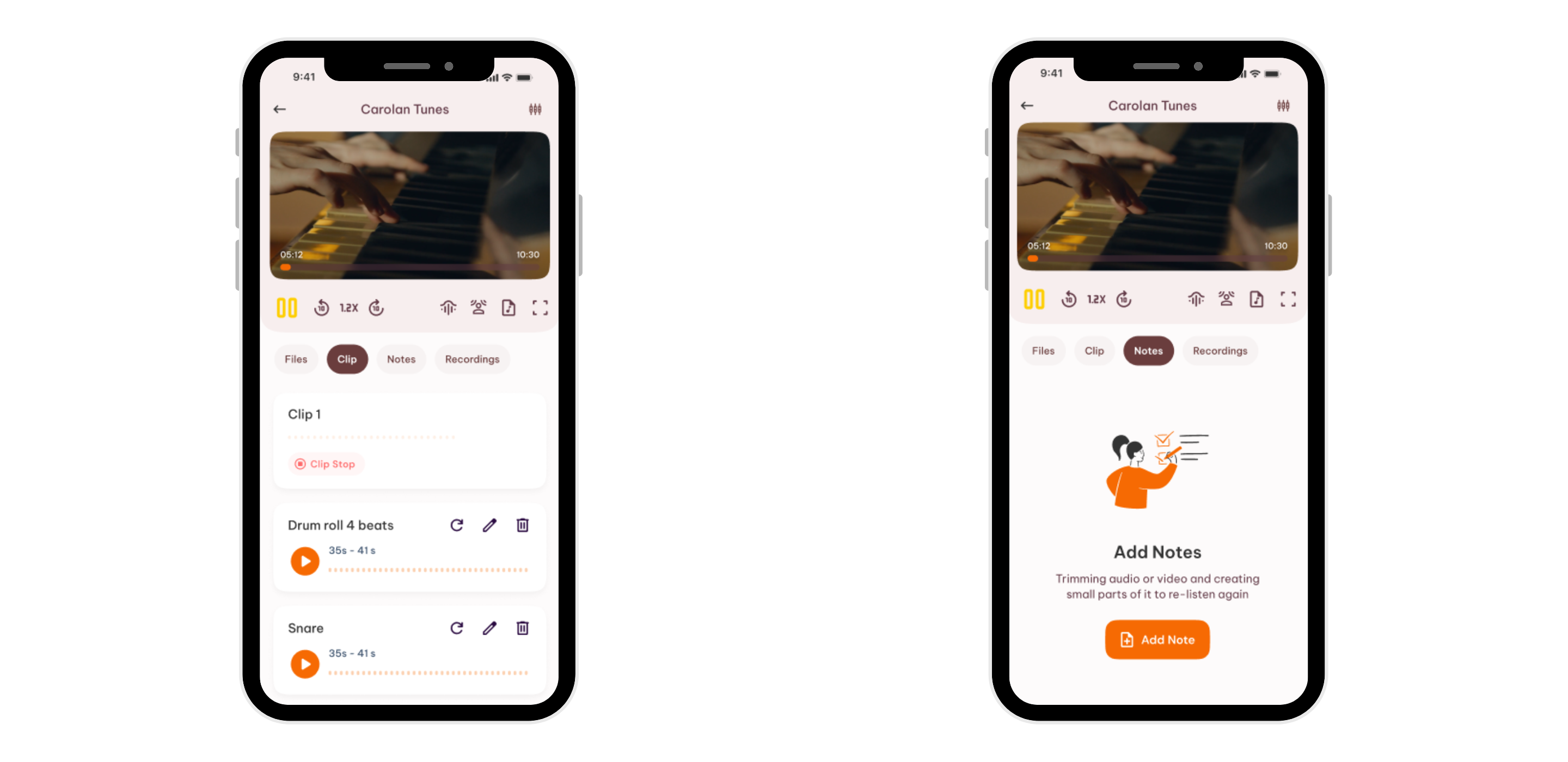 Clips and notes on tracks