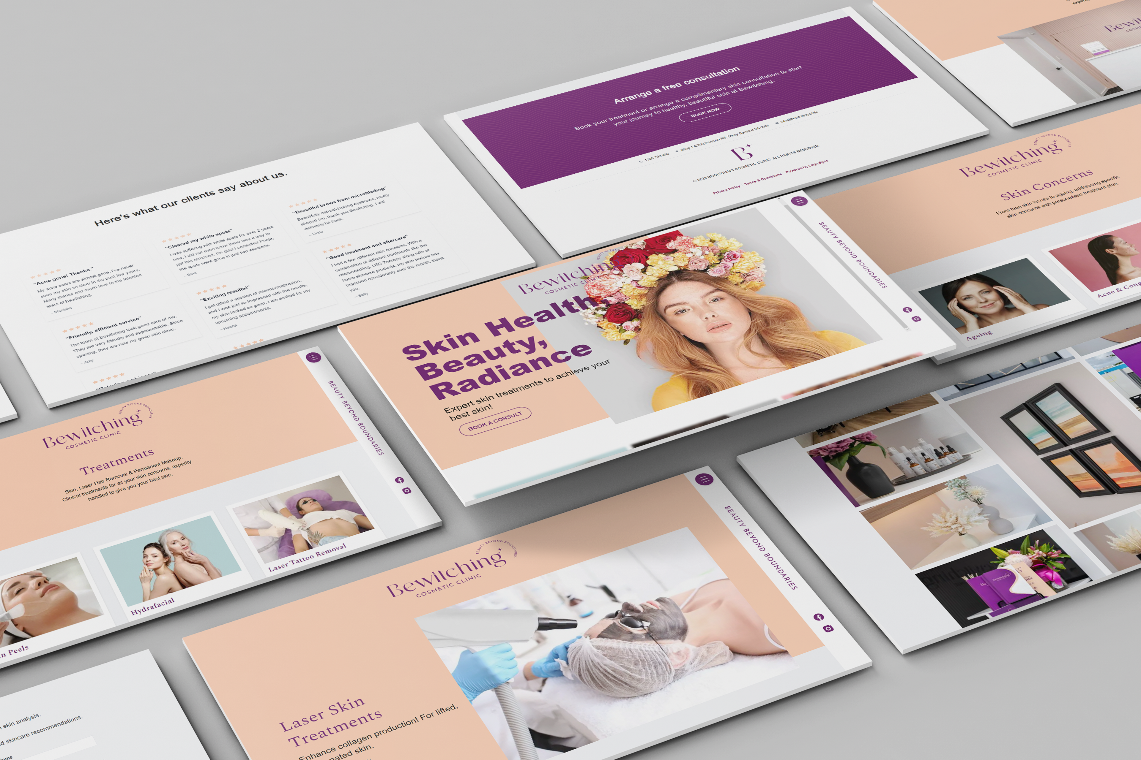 Website pages of Bewitching Cosmetic Clinic