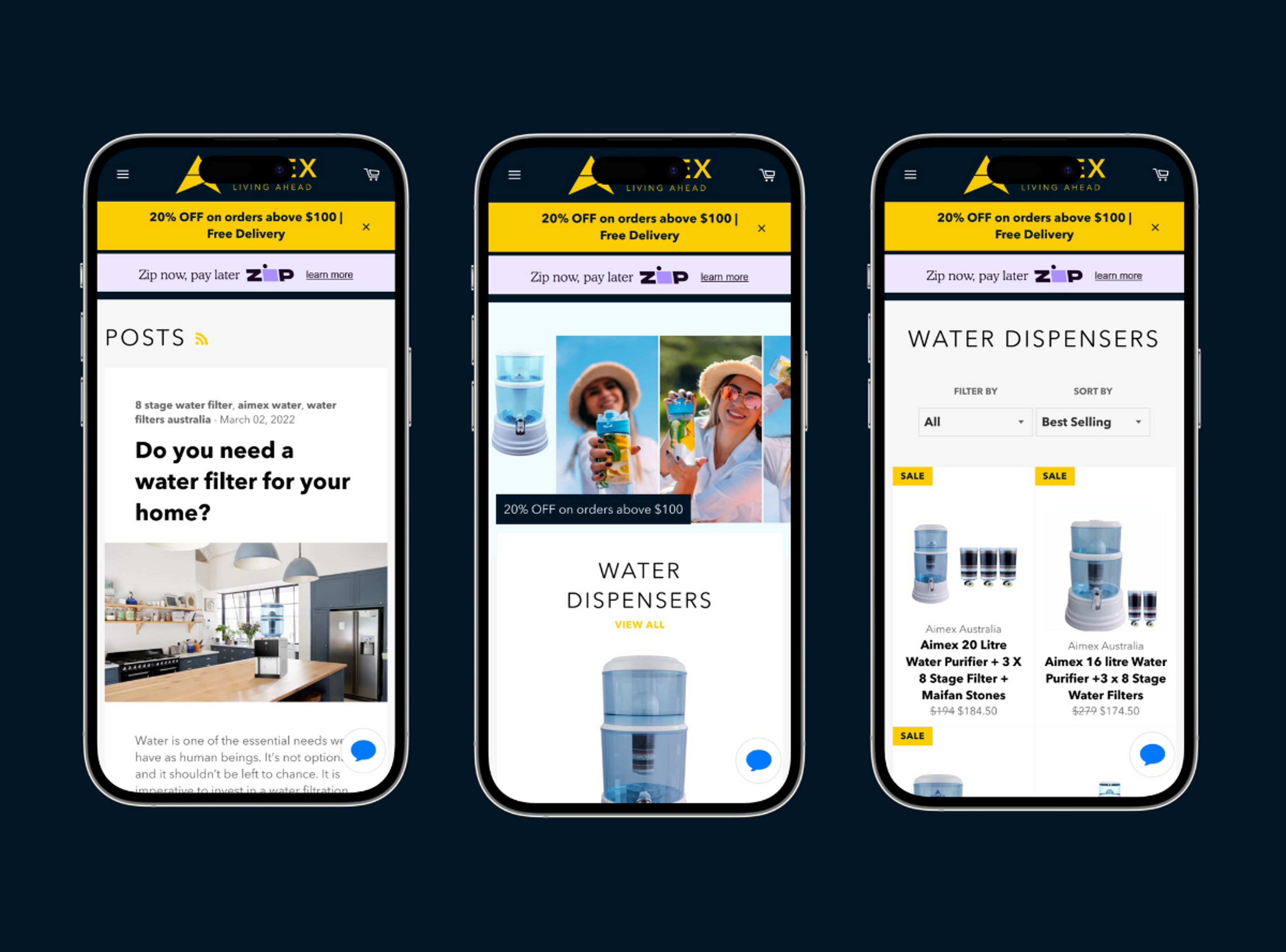 Aimex Australia mobile website preview