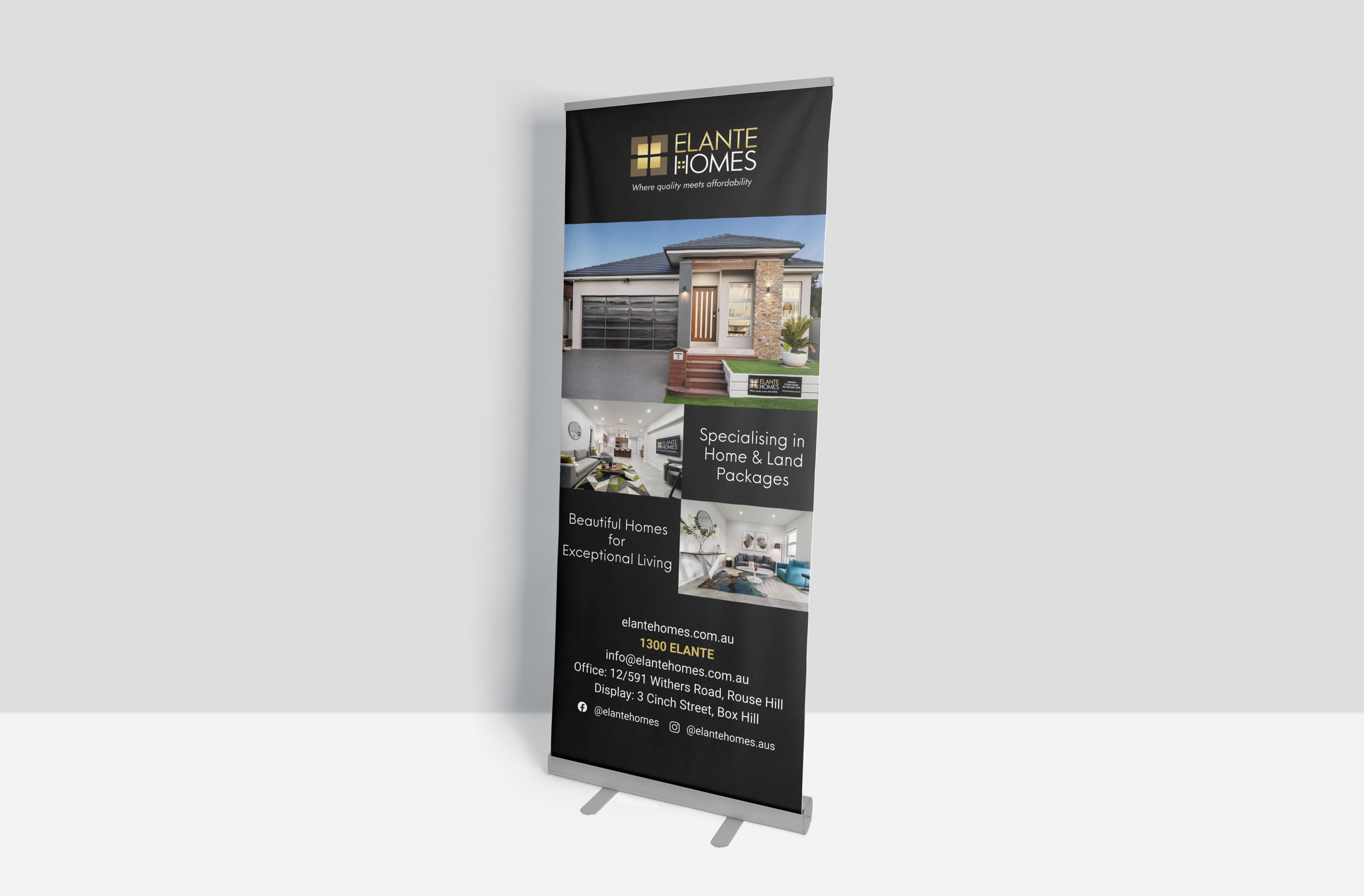 Elante Homes pull up banner