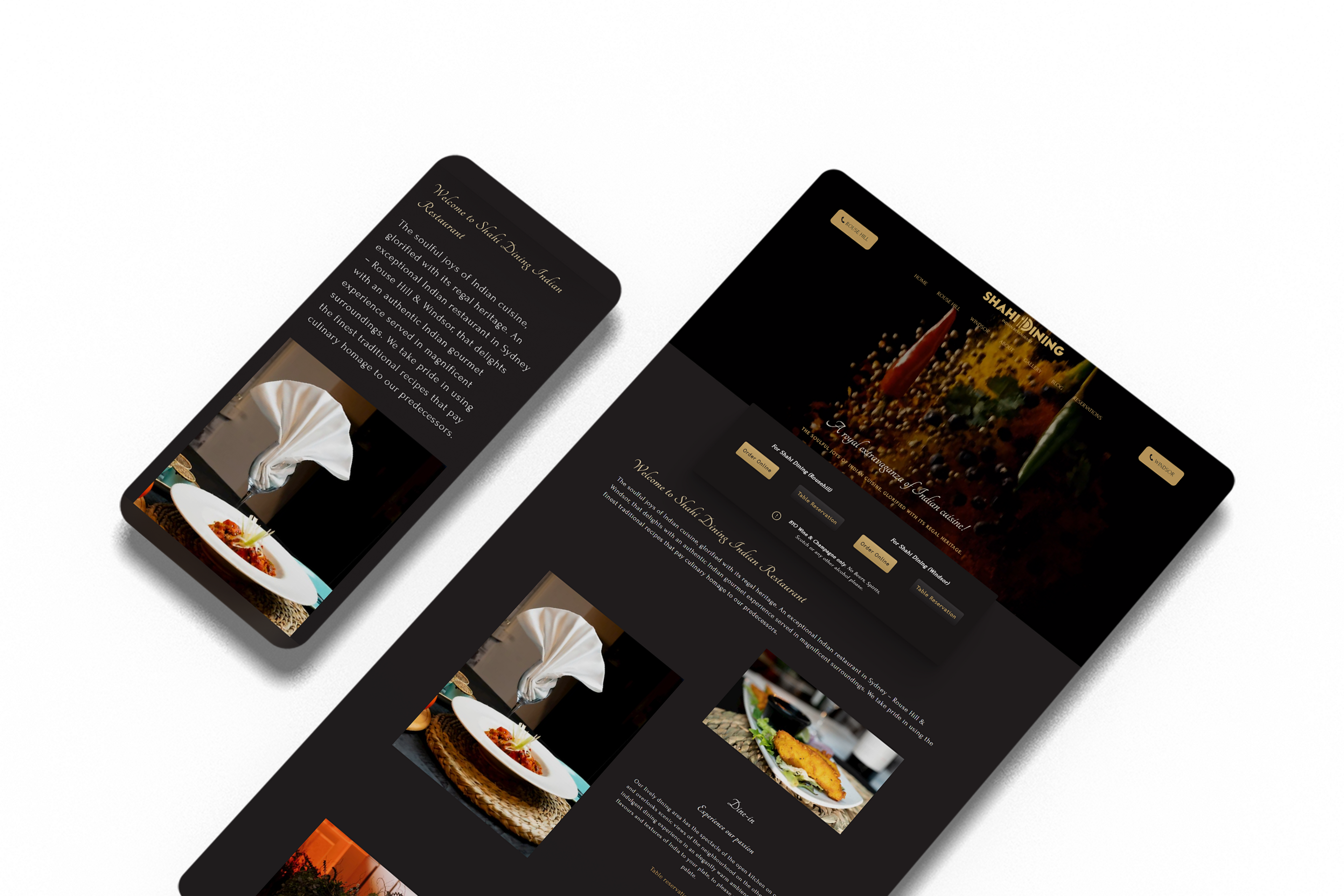 Website preview on mobile for Shahi Dining